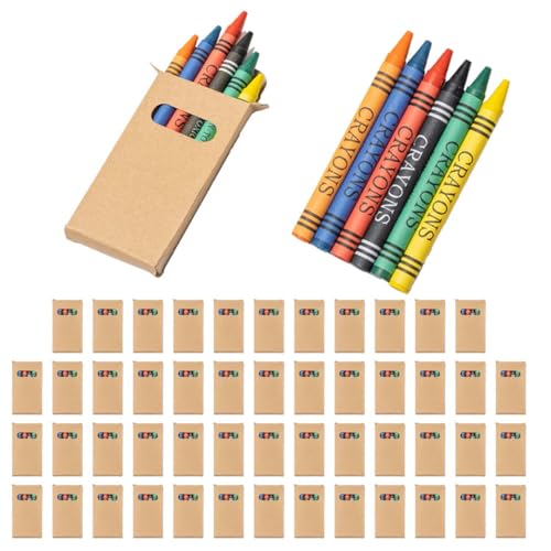 WPRO Wachs-Malstifte 250-er Set mit je 6 Farben | Mini | Farbstifte | Gastgeschenk Kindergeburtstag Mitgebsel Artzpraxen Restaurant Schule | Crayons | Jungen & Mädchen | Kartonbox | weiß von WPRO