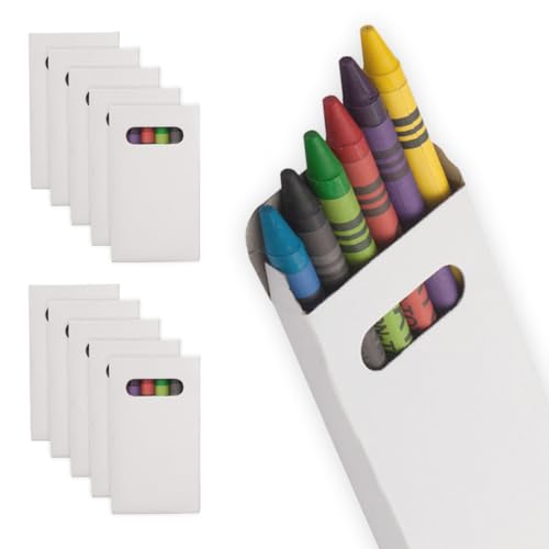 WPRO Wachsmalstifte Kinder Mini – 10 Sets mit je 6 Farben, ideal als Mitgebsel zum Kindergeburtstag, Gastgeschenk für Praxis, Restaurant oder Schule | Farbstifte Jungen Mädchen | Kartonbox weiß WPRO Wachsmalstifte Kinder Mini – 10 Sets mit je 6 Farben, ideal als Mitgebsel zum Kindergeburtstag, Gastgeschenk für Praxis, Restaurant oder Schule | Farbstifte Jungen Mädchen | Kartonbox weiß von WPRO