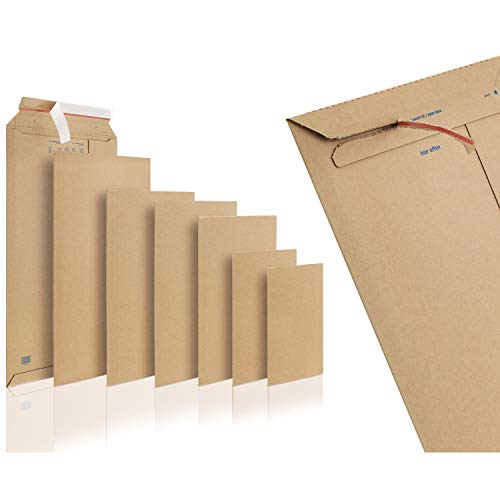 WPTrading - 10 Stück Wellpappe Versandtaschen DIN A3 330 x 490 mm (SW70) selbstklebend in Braun - Pappe Versandtasche aus Karton für Büchersendung reißfest - Warensendung Versand Verpackung Bücher von WPTrading