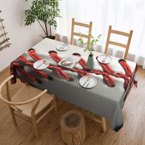 WPUTY Rechteckige Tischdecke mit Baseballspitze, bedruckt, mit dekorativer Spitzenkante, 183 x 137 cm, waschbar, für Esszimmer, Bankette und Hochzeiten von WPUTY