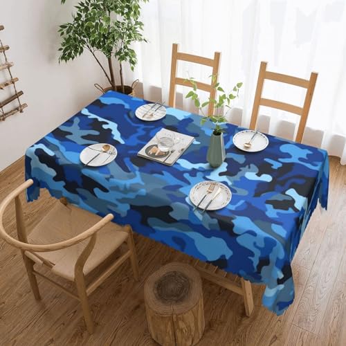 WPUTY Rechteckige Tischdecke mit dekorativem Spitzenrand, waschbar, Bauernhaus-Tischdecke für Esszimmer, Bankette und Hochzeiten, 183 x 137 cm, Blau von WPUTY