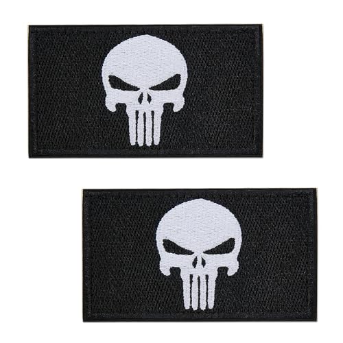 2 Stück Klett-Patches für Rucksäcke, Patches für Jacken, benutzerdefinierter Klett-Patch, Jackenflicken, Patches Totenschädel taktischer Patch, für Hüte, Rucksäcke, Weste, Jacken, Militäruniformen von WQEDVN