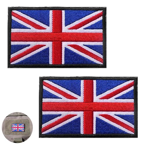 2 x Aufnäher für Kleidung, Klett-Patches, Klett-Patches für Rucksäcke, individueller Klettverschluss, britischer Union-Jack-Aufnäher, für Militäruniform, taktische Tasche, Jacke, Jeans, Hut von WQEDVN