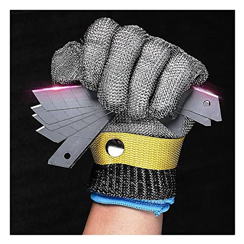 Schnittschutzhandschuhe, Schnittfeste Handschuhe aus 316er Stahldraht, Sicherheits-Schnittschutzhandschuhe zum Schneiden von Kleidungsstücken, Holzschnitzerei, Glasschneiden, Fallschutz (Größe: 1 von WQZStar
