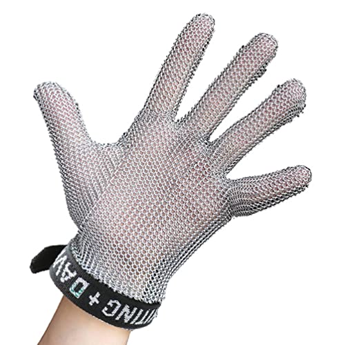 Schnittschutzhandschuhe, Schnittfeste Handschuhe aus Edelstahl, Schnittfeste Handschuhe für Holzschnitzerei, Glasschneiden, Träger, Schnittfeste Kettenpanzerhandschuhe aus Metall (Größe: 1 Stück/ von WQZStar