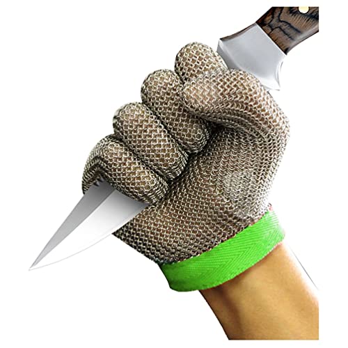 Schnittschutzhandschuhe, Schnittfeste Handschuhe aus Stahl, zum Schneiden von Fleisch, Holzschnitzen, Glasschneiden, Kettenhemdhandschuhe aus Metall, rutschfest (Größe: 1 Stück-XS) (1 Stück) von WQZStar