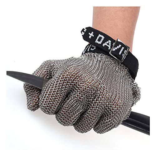 Schnittschutzhandschuhe, Schnittfeste Kettenhandschuhe aus Metall, Verstellbarer Handschlaufe, Sicherheitsarbeitshandschuhe zum Holzschnitzen, Glasschneiden (Größe: 1 Stück/L) (Einfarbig 1 Stück/ von WQZStar