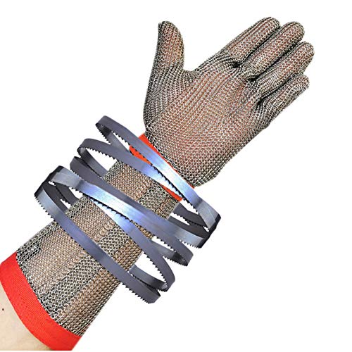 WQZStar Schnittschutzhandschuhe Schnittfeste Stahlhandschuhe 304L, Sicherheitsarbeitshandschuhe zum Schutz von Fingern und Armen, geeignet zum Holzschnitzen und Glasschneiden (Größe: Mittel) (L) von WQZStar