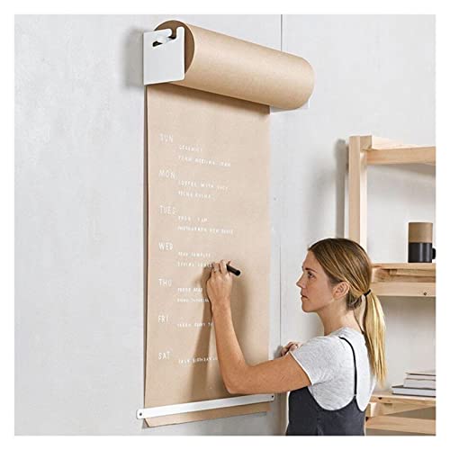 An der Wand montierter Kraftpapierrollenhalter und -spender, Wanddekoration zum Aufhängen für Kinderzeichnungen/Einkaufslisten/Menüs, inklusive 50 m langem Kraftpapier (Größe: 37 cm breit) (67 c von WQZzjm