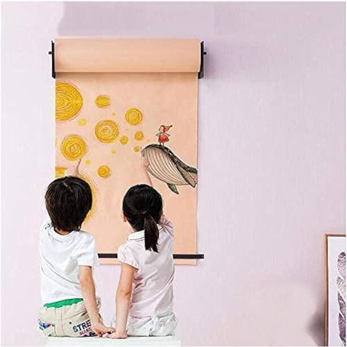 WQZzjm Kraftpapierrolle, Kraftpapierspender und -Schneider – für Büro/Küche/Kinderzimmer, an der Wand montiertes Kritzel-Zeichenbrett für Kinder (Stahlrahmen breit: 37 cm) (Stahlrahmen breit: 67 cm) von WQZzjm