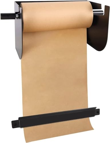 WQZzjm Kraftpapierrolle, schwarzer Papierspender für zu Hause, Wandhalter mit 50 m Kraftpapierrolle, 37/67/97 cm breiter Notizpapierschneider (37 cm breit) (schwarz, 97 cm breit) von WQZzjm