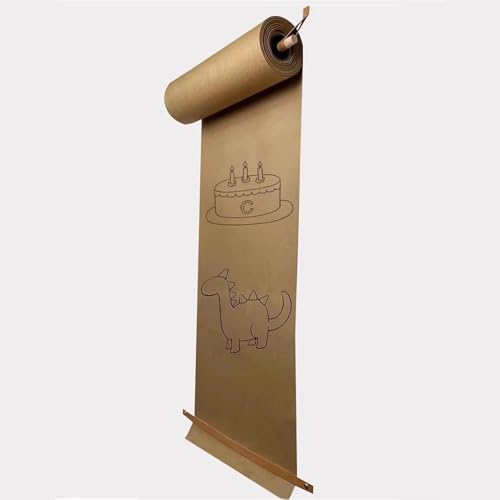 WQZzjm Kraftpapierrolle Hängender Kraftpapierrollenspender, Stabiler Papierrollenhalter aus Holz, an der Wand montierte Notizpapierrolle (45 cm) (eine Farbe: 64 cm) von WQZzjm