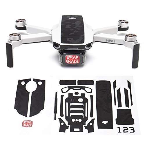 Wrapgrade Skin Sticker Set Kompatibel mit DJI Mini 2 | Akzentfarbe (Black Bumpy CAMO) von WRAPGRADE