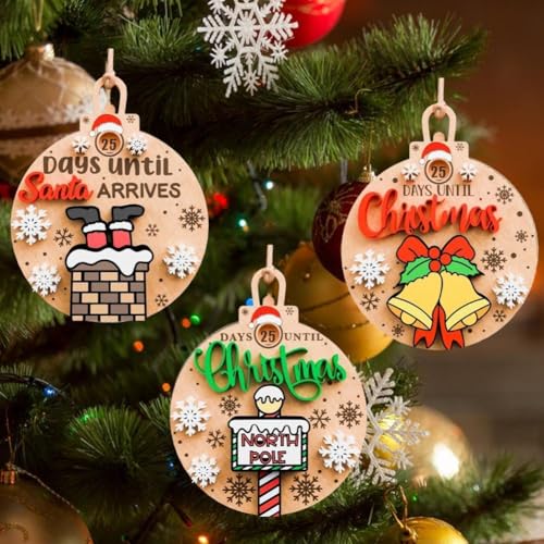 Countdown bis Weihnachten Schiebeornament, Weihnachts-Adventskalender, 25 Tage bis Weihnachten, Countdown aus Holz, Weihnachts-Countdown-Kalender von WRIBZD