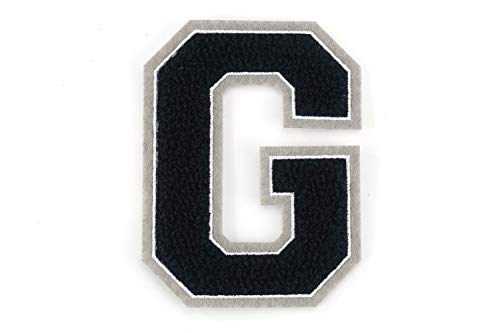 Frottee Buchstabe A-Z | Schwarz, Weiß, Grau | 9,5 cm hoch | Varsity Letter G von WRIOL