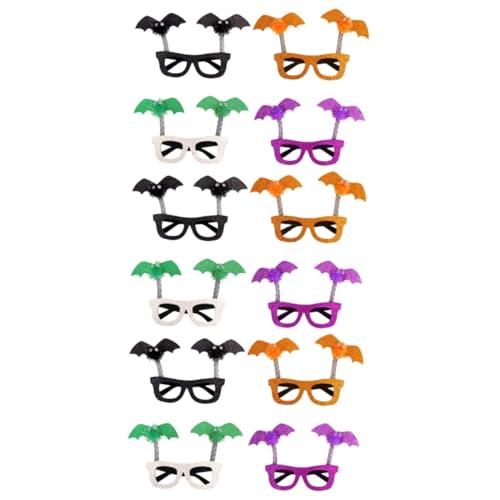 WRITWAA 12 Stück Fledermaus Brillenrahmen Lustige Brillen Für Erwachsene Einzigartige Halloween Brillen Cosplay Brillenrahmen Lustige Brillen Requisiten Halloween Fotoautomaten von WRITWAA