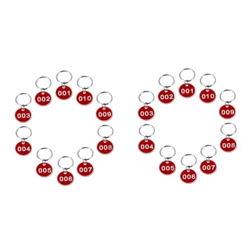 WRITWAA 2 Packungen Nummernschild Zahlenkarten Schlüssel-id-label-tags Kennzeichen Runde Etiketten Schlüsselanhänger Mit Schlüsselanhänger Zahlenschlüsselanhänger 1-10 Rot Metall von WRITWAA