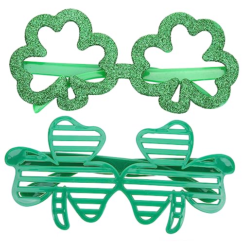 WRITWAA 2St Kleebrille faschingsbrille lustige partybrillen st patricks day ohrringe für damen Stern-Sonnenbrille schnapsgläser Patrick Brille Kleeblatt-Brille Patrick-Brille Plastik Green von WRITWAA