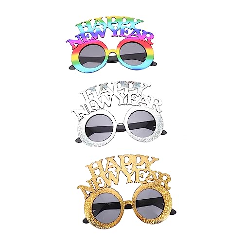 WRITWAA 3st Neujahrsbrille Disco-brille Silvesterbrille 2022 Partybrille Gläser Festival-accessoires Partyzubehör Orangefarbene Brille Neuartige Partybrille Verrückte Sonnenbrille Plastik von WRITWAA