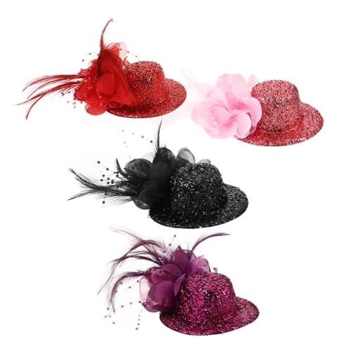 WRITWAA 4 Stück Federhut Mini-Hutspange Süße Hut-Haarspange Fascinator-Hut-Haarnadel fotozubehör haarschmuck Klammer Haarklemmen Gefiederspange Haarnadel für formelle Kleidung Flash-Leiste von WRITWAA