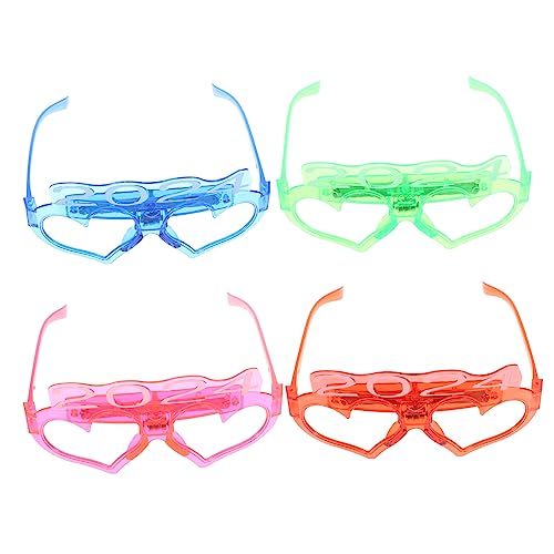 WRITWAA 4 Stück Frohes Neues Jahr Brille Verstellbare Brille Leichte Brille Neujahrsbrille 2024 Gläser Glaswaren Neujahrsparty Lichtundurchlässige Brille Silvester-party-brille Plastik von WRITWAA