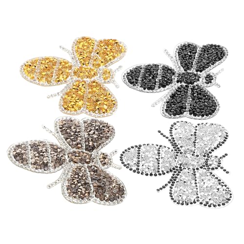 WRITWAA 4pcs Biene -strass -heißplatte Aufnäher Für Damenbekleidung Jubel-patches Bienenflicken Zum Aufbügeln Strass-eisenflicken Eisenhandwerk Designer-patches Mantelfleck Strasssteine von WRITWAA