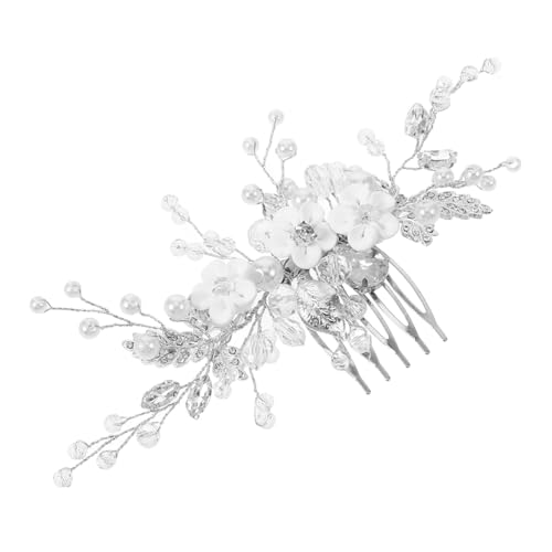 WRITWAA Hochzeitskopfschmuck Seitenkamm Brautseite Haarkamm Hochzeit Haarspange Hochzeit Perle Haarspange Haarkralle Für Die Braut Haarschmuck Für Frauen Brauthaarrebe Polymer-ton Silver von WRITWAA