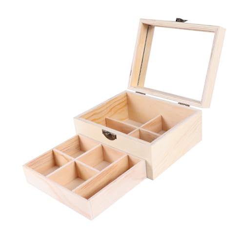 WRITWAA Leichte Schmuckschatulle Aus Ton mit Spiegel Doppellagige Kommode für Jungen und Mädchen Handgefertigter Schmuck-organizer Aus Holz von WRITWAA