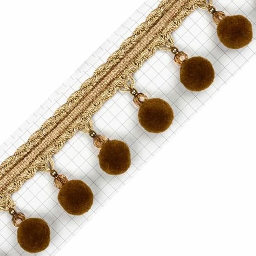 1 Meter Vorhangquaste Pom Pom Bommel Trimmen Bommel Trim Kristall Fransen DIY Nähen Band Home Dekorative Accessoires - Hellkaffee von WRJLIN