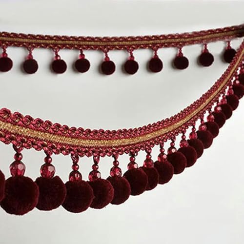 1 Meter Vorhangquaste Pom Pom Bommel Trimmen Bommel Trim Kristall Fransen DIY Nähen Band Home Dekorative Accessoires - Lila Rot von WRJLIN