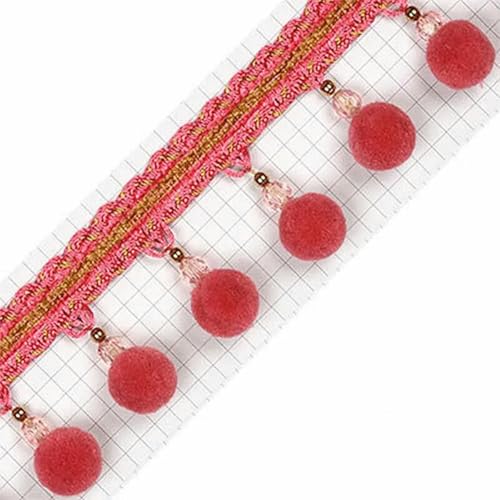 1 Meter Vorhangquaste Pom Pom Bommel Trimmen Bommel Trim Kristall Fransen DIY Nähen Band Home Dekorative Accessoires - Rose Pink von WRJLIN