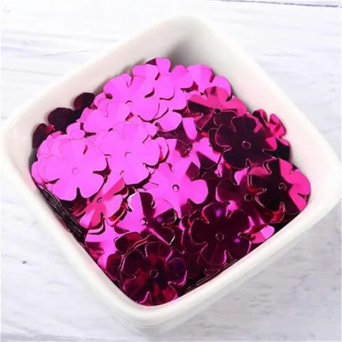 10 g/Beutel, 14 mm/20 mm, weiße Pailletten mit fünf Blütenblättern, PVC-Pailletten, zum Nähen, Basteln, Kleidungsstücke, DIY-Zubehör, Fuchsia, 20 mm von WRJLIN