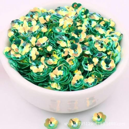 10 g/Packung 6 mm 8 mm konkave Pflaumenblumen-Pailletten Weihnachtsdekoration Basteln Pailletten DIY Ornament Nähzubehör-Nr. 07 Goldgrün-8 mm 400 Stück von WRJLIN