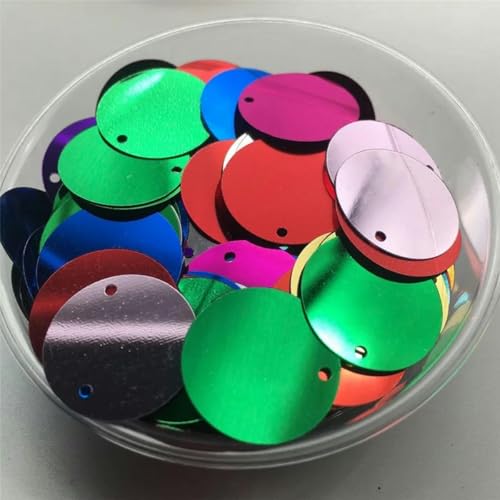 10 mm, 15 mm, 20 mm, 25 mm, 30 mm, PVC, flache, runde, lose Pailletten, Näh- und Bastelzubehör mit 1 Loch an der Seite, Silber-Basis-Mix, 20 mm, 96 Stück, 10 g von WRJLIN