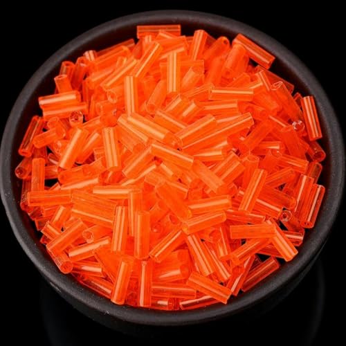 20 Gramm/Chargen 4,5/6 mm farbige Signalhörner, lose Glasperlen, Abstandshalter, lange Röhrenperlen zum Basteln von Schmuck, DIY-Kleidungsstück-Nähzubehör-orange-20 g 4,5 mm von WRJLIN