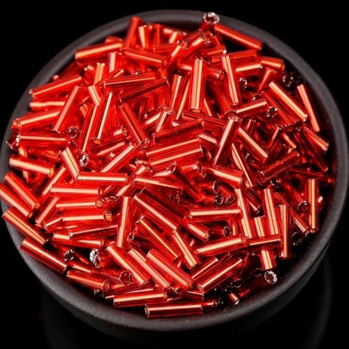 20 g/Los 4,5 mm 6 mm Farben Lange Trompeten Lose Glasperlen Distanzrohrperlen Zur Schmuckherstellung DIY Kleidungsstück Nähen Verzierung-rot-20 Gramm 4,5 mm lang von WRJLIN