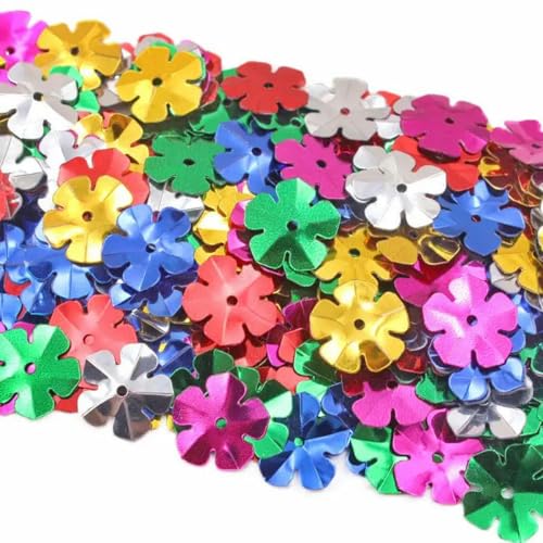 250–2000 Stück gemischte pastellfarbene Blumen-Pailletten aus PVC für Partydekorationen, DIY-Kleidung, handgefertigtes Nähzubehör, gemischte Farbe, 13 mm, 500 Stück von WRJLIN