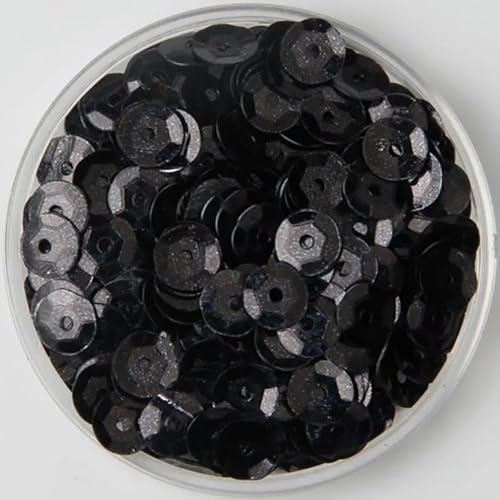 3 mm, 4 mm, 5 mm, 6 mm, konkave, runde, lose PVC-Pailletten, zum Nähen, Basteln, Dekoration, Kleidung, Schuhe und Hüte, DIY-Pailletten-Laserschwarz-5 mm, 50 g von WRJLIN