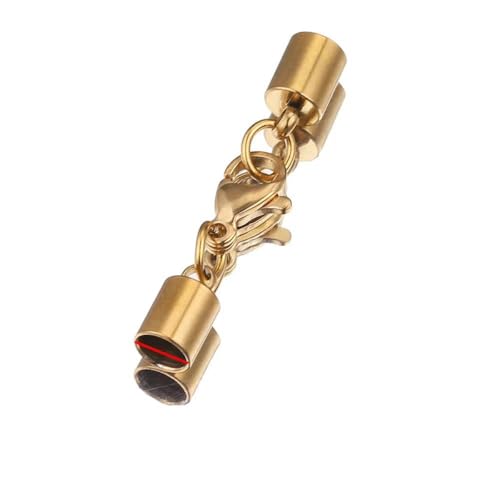 5 Stück Endkappen aus Edelstahl für Lederkordeln mit Karabinerverschluss für die Herstellung von DIY-Schmuck, 1,5–10 mm, Gold, 9 mm von WRJLIN