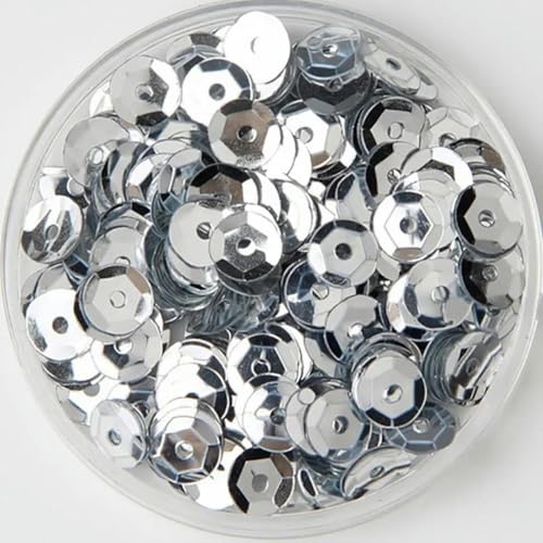 DIY-Pailletten 3 mm 4 mm 5 mm 6 mm 8 mm 10 mm Pailletten konkav runde lose Pailletten zum Basteln von Kleidung Scrapbooking Pailletten 10 g/20 g-Silber-6 mm 50 g von WRJLIN