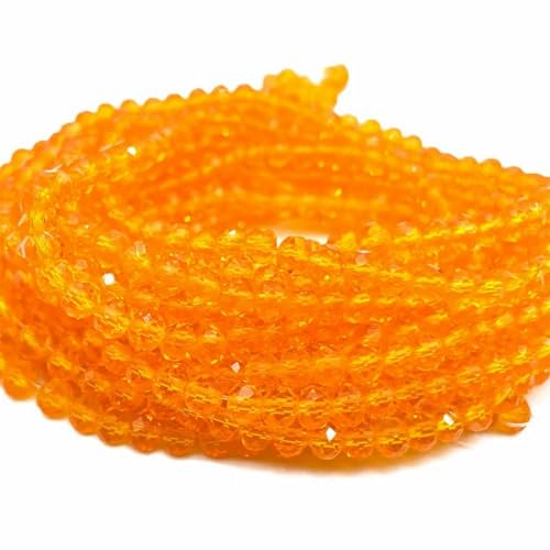 Facettierte Glas-Kristallperlen für Schmuckherstellung, lose Abstandshalter, Rondelle-Perlen für Armbänder, Ohrringzubehör, 2, 3, 4, 6, 8 mm, Orange, 2 mm, ca. 170 Stück von WRJLIN