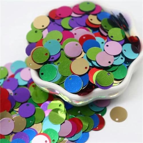 Größere Pailletten, 10, 15, 20, 25, 30 mm, PVC, flach, rund, lose Pailletten, Nähzubehör, Basteln, DIY-Zubehör für Kleidung, Mix, 10 mm, 20 g, 500 Stück von WRJLIN