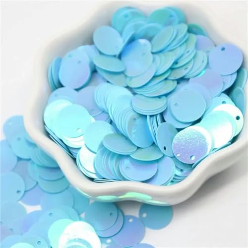 Größere Pailletten, 10, 15, 20, 25, 30 mm, PVC, flach, rund, lose Pailletten, Nähzubehör für Kleidungsstücke, ab blau, 10 mm, 20 g, 500 Stück von WRJLIN