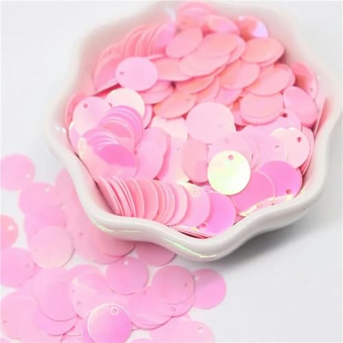 Größere Pailletten, 10, 15, 20, 25, 30 mm, PVC, flach, rund, lose Pailletten, Nähzubehör für Kleidungsstücke, ab pink, 30 mm, 20 g, 80 Stück von WRJLIN