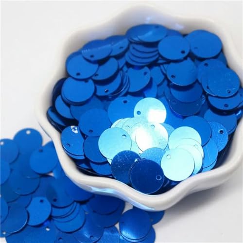 Größere Pailletten, 10, 15, 20, 25, 30 mm, PVC, flach, rund, lose Pailletten, Nähzubehör für Kleidungsstücke, blau, 25 mm, 20 g, 120 Stück von WRJLIN