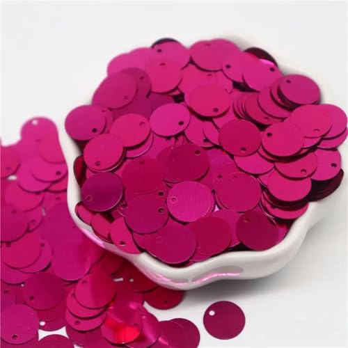 Größere Pailletten, 10, 15, 20, 25, 30 mm, PVC, flach, rund, lose Pailletten, Nähzubehör für Kleidungsstücke, rosarot, 20 mm, 20 g, 180 Stück von WRJLIN