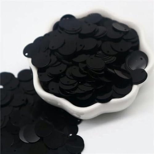 Größere Pailletten, 10, 15, 20, 25, 30 mm, PVC, flach, rund, lose Pailletten, Nähzubehör für Kleidungsstücke, schwarz, 10 mm, 50 g, 1250 Stück von WRJLIN