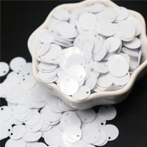 Größere Pailletten, 10, 15, 20, 25, 30 mm, PVC, flach, rund, lose Pailletten, Nähzubehör für Kleidungsstücke, weiß, 20 mm, 20 g, 180 Stück von WRJLIN