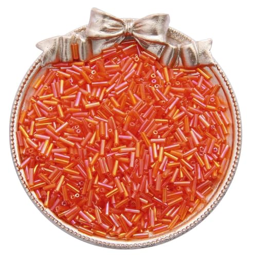 Österreichische Kristallperlen, lange Röhre, lose Abstandshalter-Perlen für Schmuckherstellung, DIY-Halsketten, Zubehör, Orange, Rot, 2 x 7 mm, 300 Stück von WRJLIN