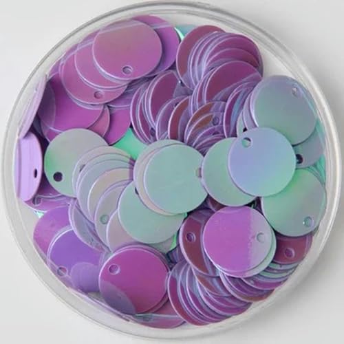 Pailletten, 10 mm, 15 mm, 20 mm, 25 mm, 30 mm, PVC, flach, rund, lose Pailletten, Nähzubehör mit 1 seitlichem Loch, 10 g, ABlila, 25 mm, 10 g von WRJLIN